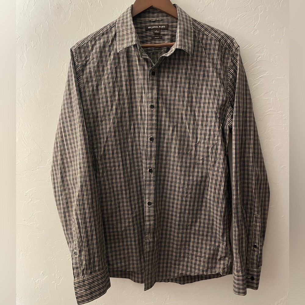 Michael Kors Slim Fit Men’s Checkered Shirt